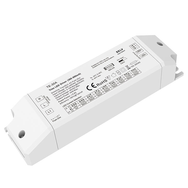 30W 300-900mA Triac Dimmable LED Driver TE-30A 30W 300-900mA Triac Dimmable LED Driver TE-30A